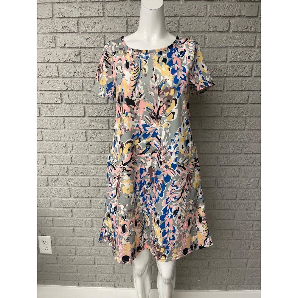 For G and PL Women Multi-Color Jersey T-Shirt Dress with Pockets Size S